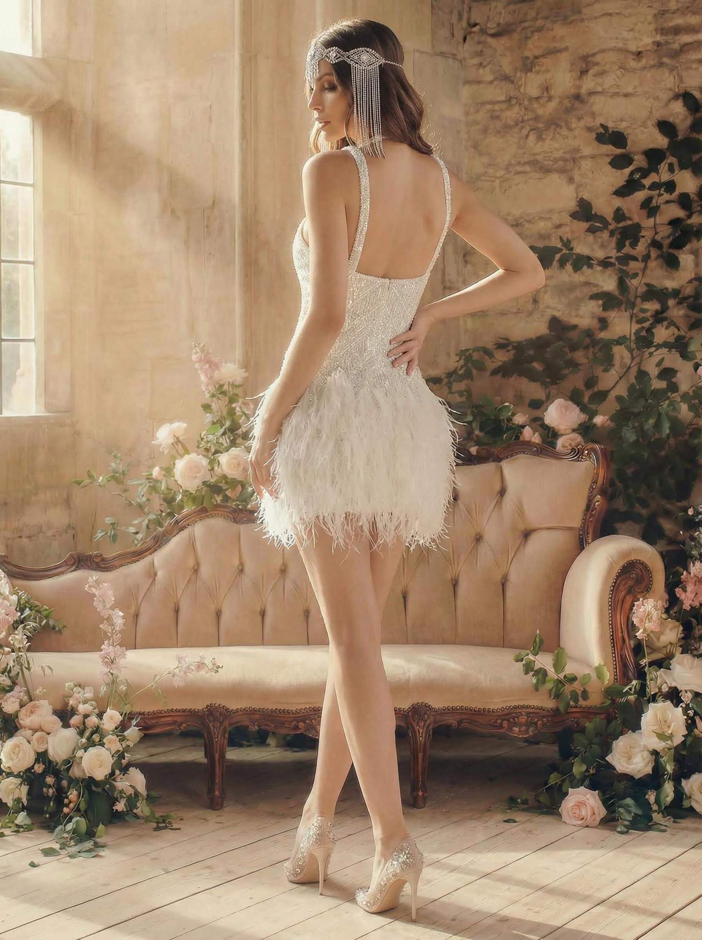 Sheath/Column Sleeveless Short/Mini Sequined Wedding Dresses