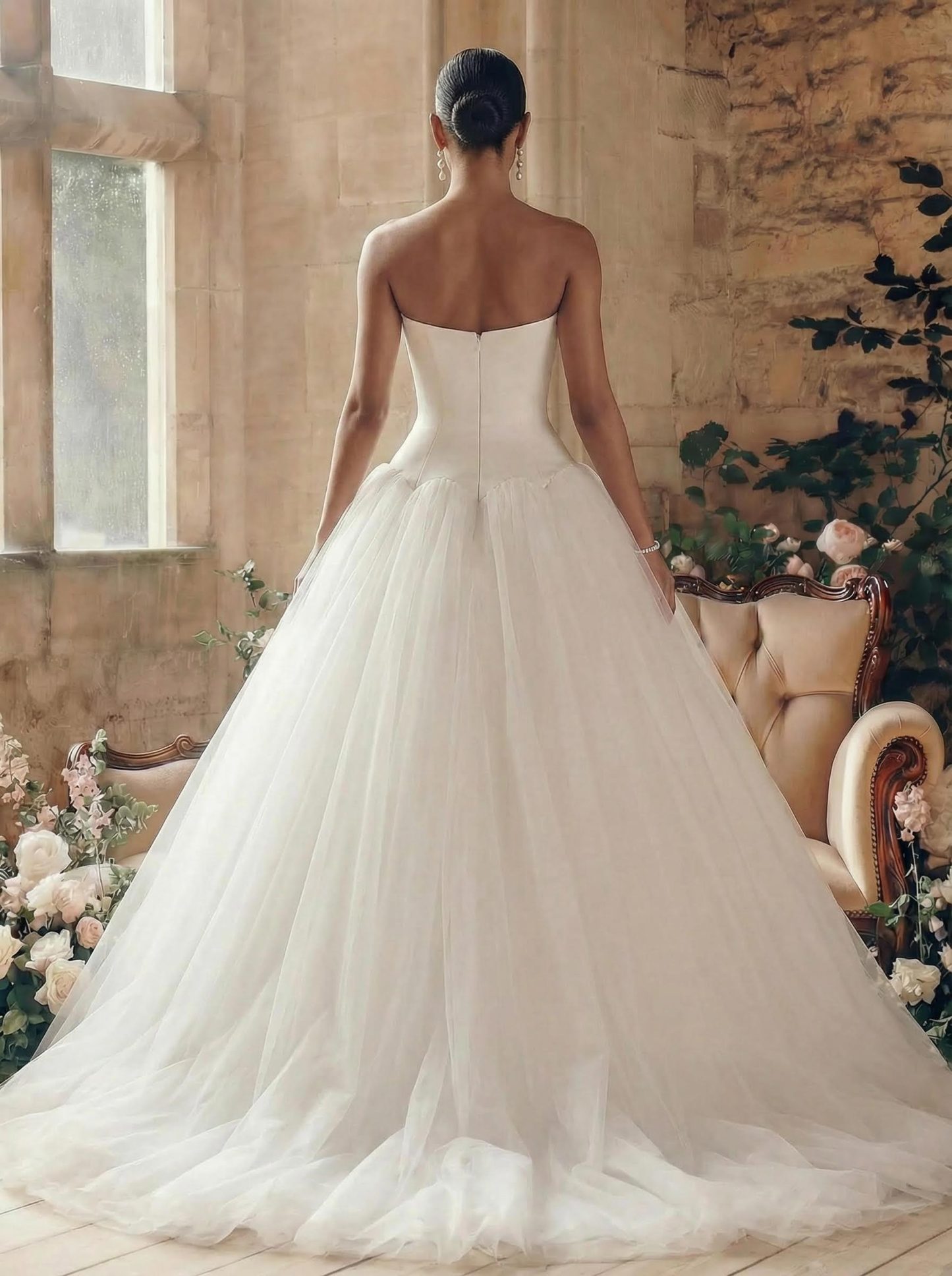 Strapless Ball-Gown Simple Vintage Wedding Dresses, image 3
