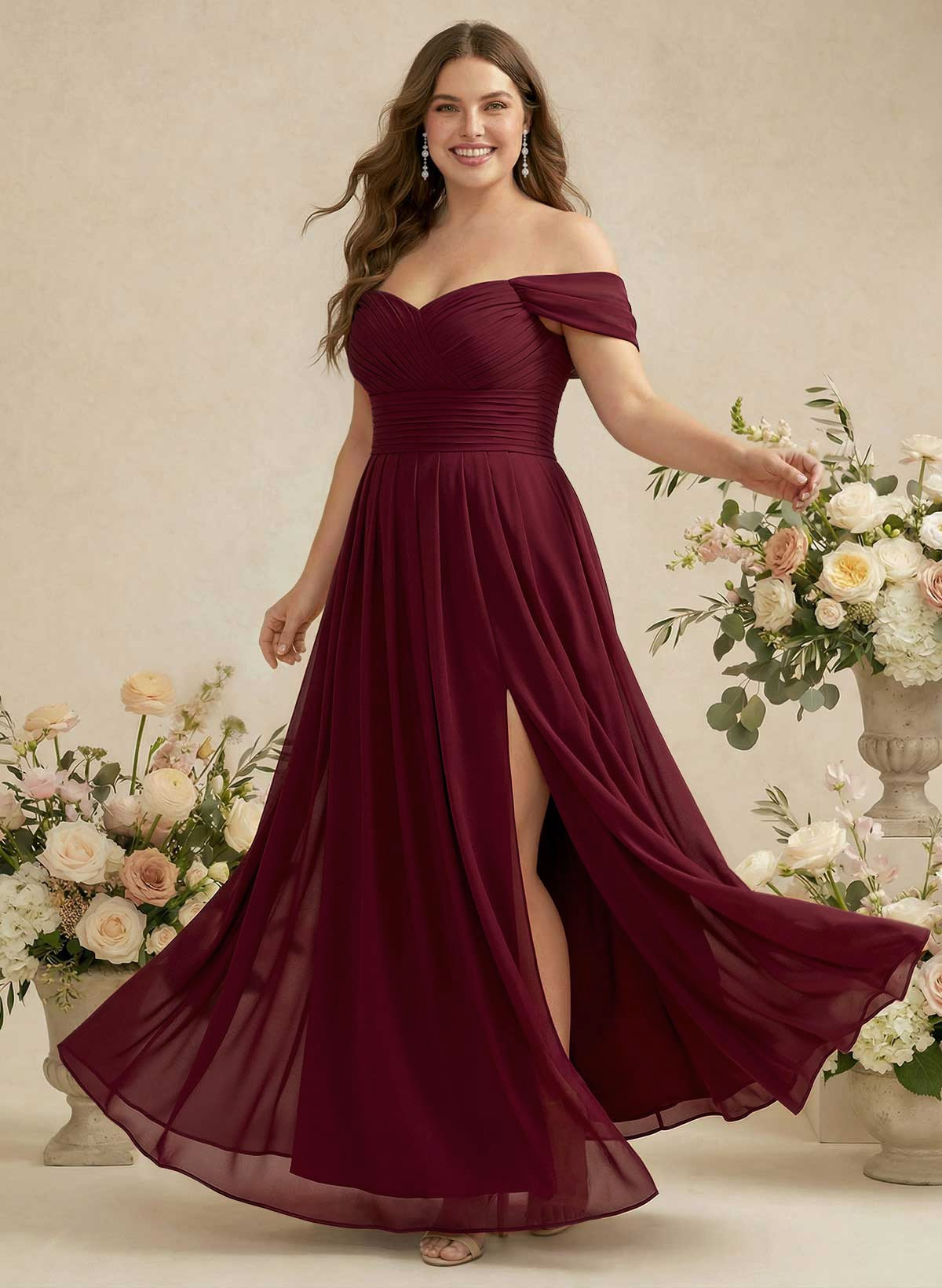 Off-The-Shoulder A-Line Chiffon Bridesmaid Dresses, product image 205