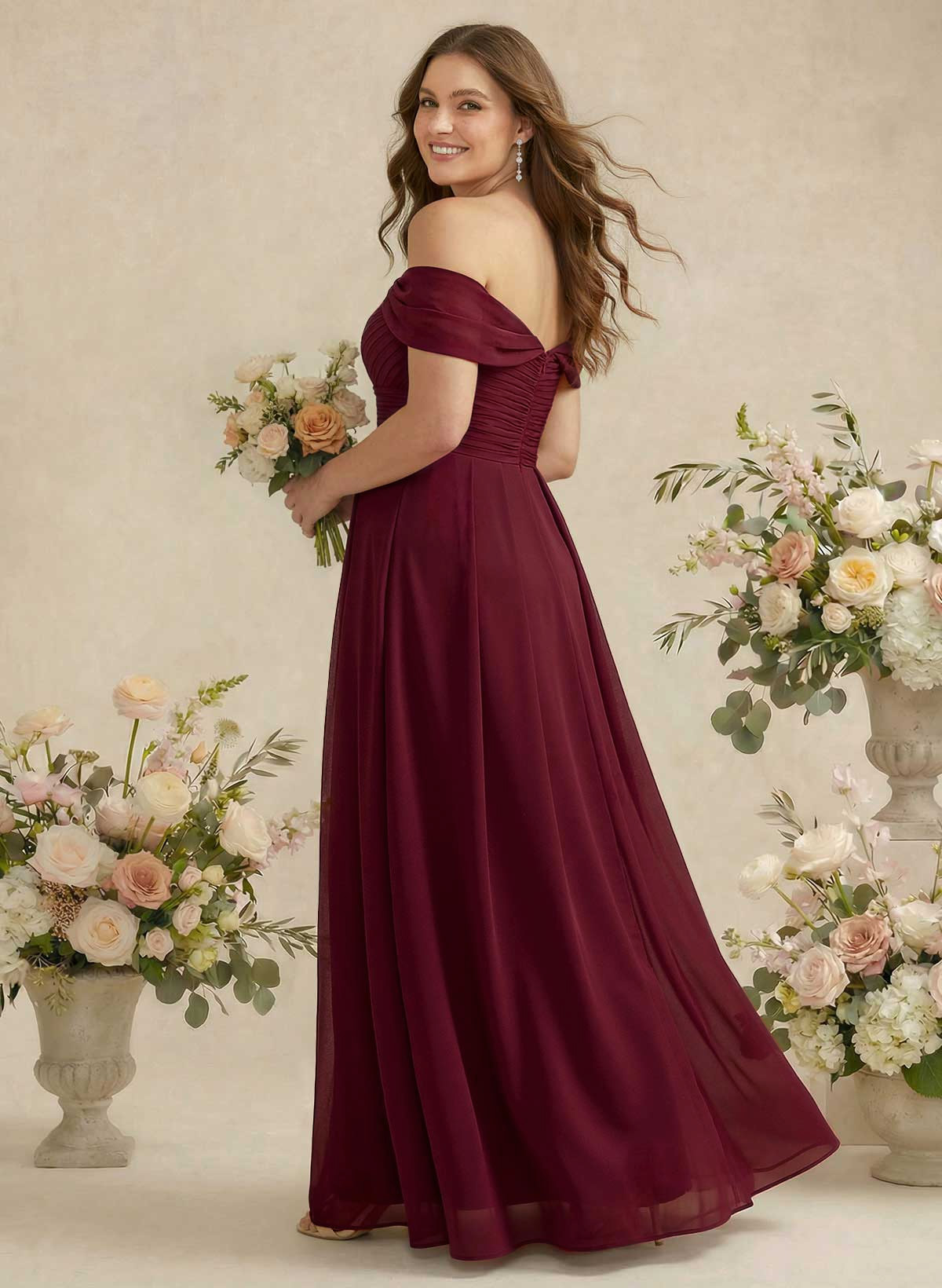 Off-The-Shoulder A-Line Chiffon Bridesmaid Dresses, product image 206