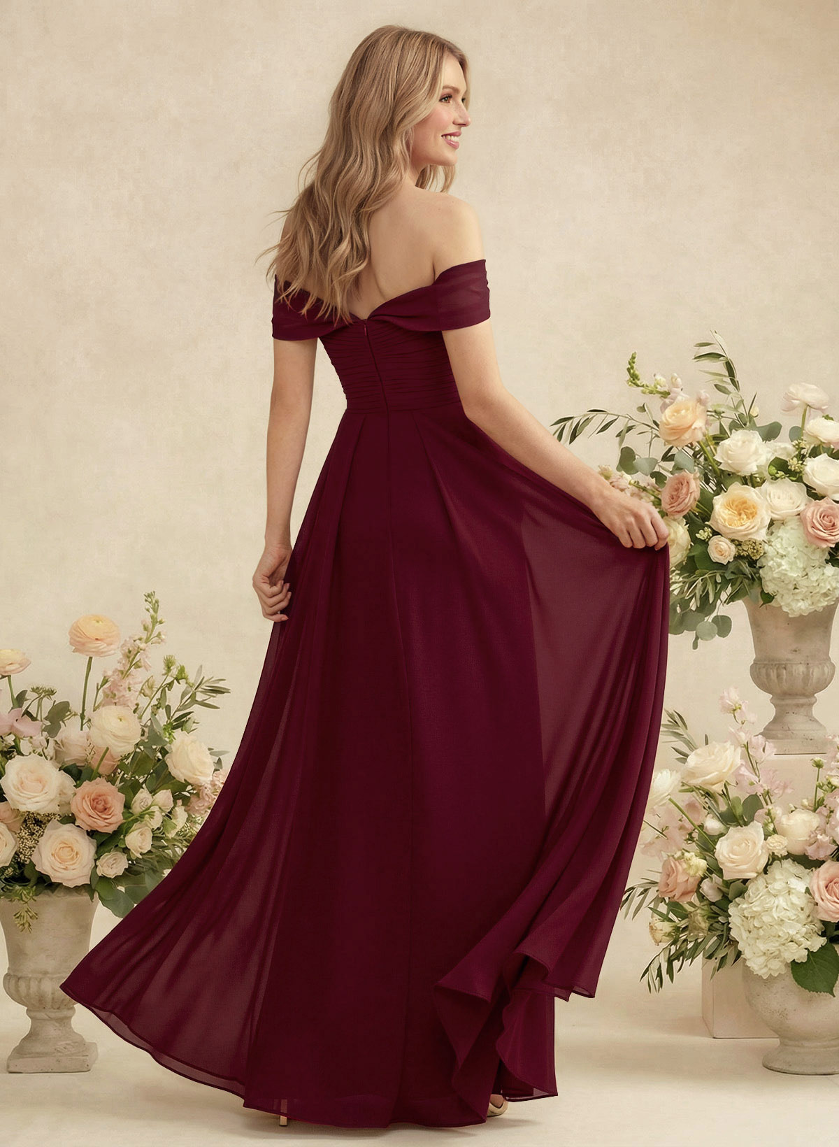 Off-The-Shoulder A-Line Chiffon Bridesmaid Dresses, product image 2