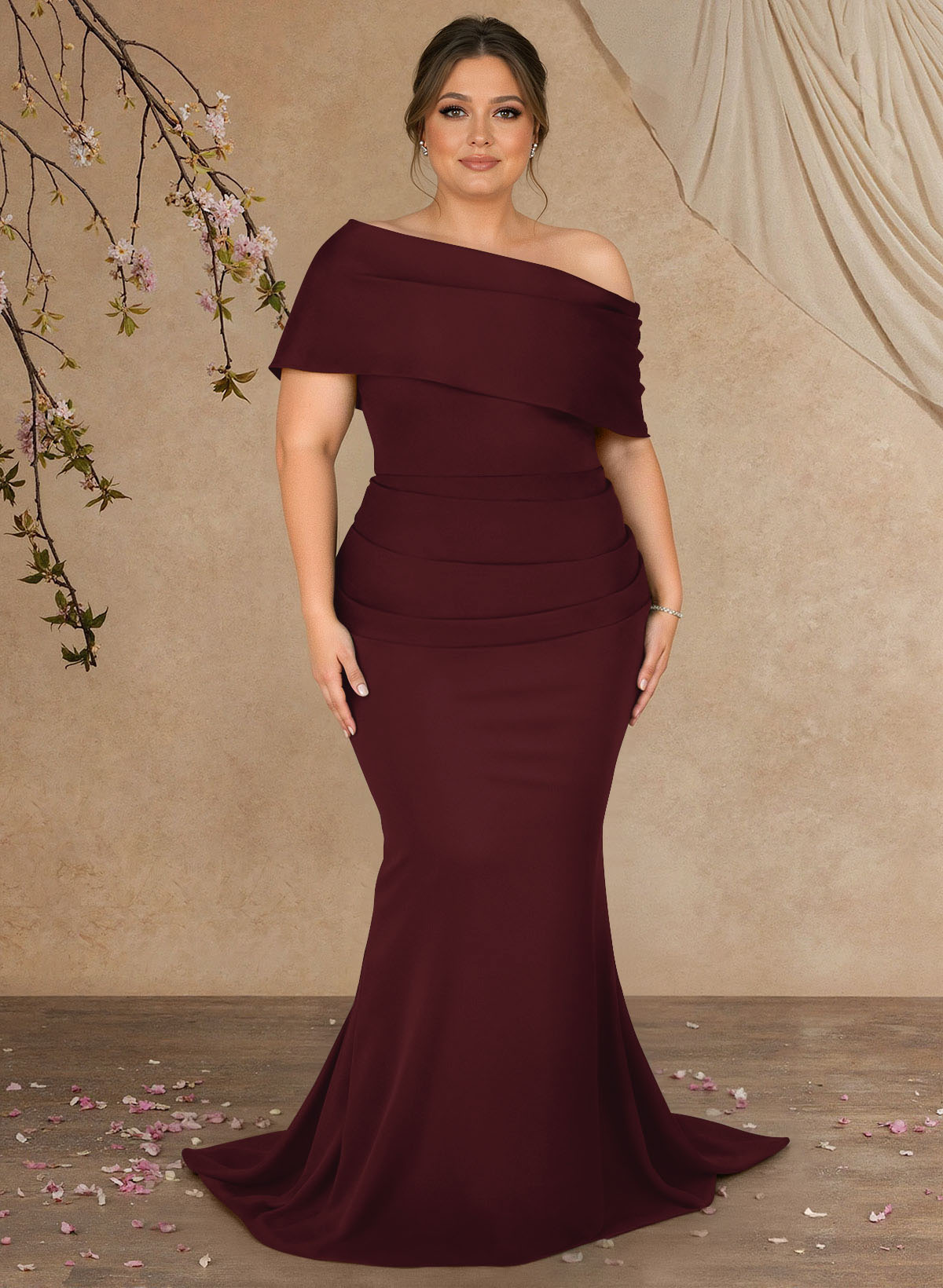 Trumpet/Mermaid Asymmetrical Neck Elastic Satin Mother Of The Bride Dresses