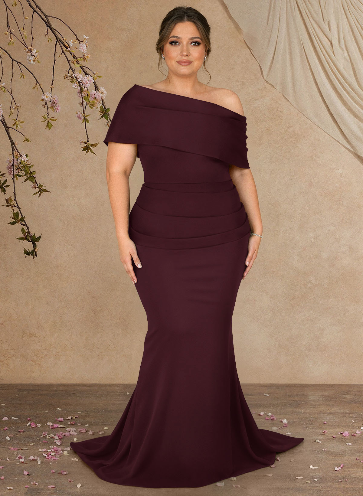 Trumpet/Mermaid Asymmetrical Neck Elastic Satin Mother Of The Bride Dresses