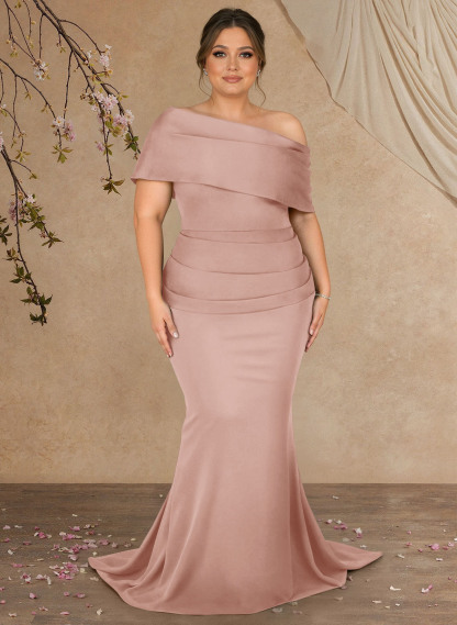 Trumpet/Mermaid Asymmetrical Neck Elastic Satin Mother Of The Bride Dresses