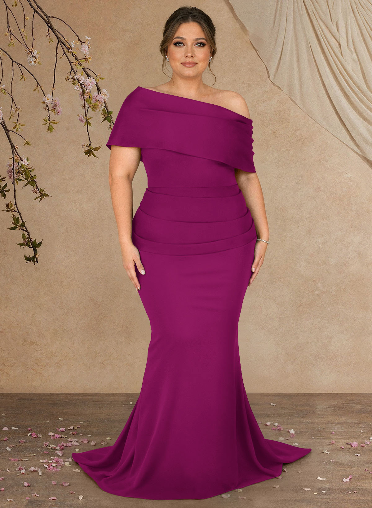 Trumpet/Mermaid Asymmetrical Neck Elastic Satin Mother Of The Bride Dresses