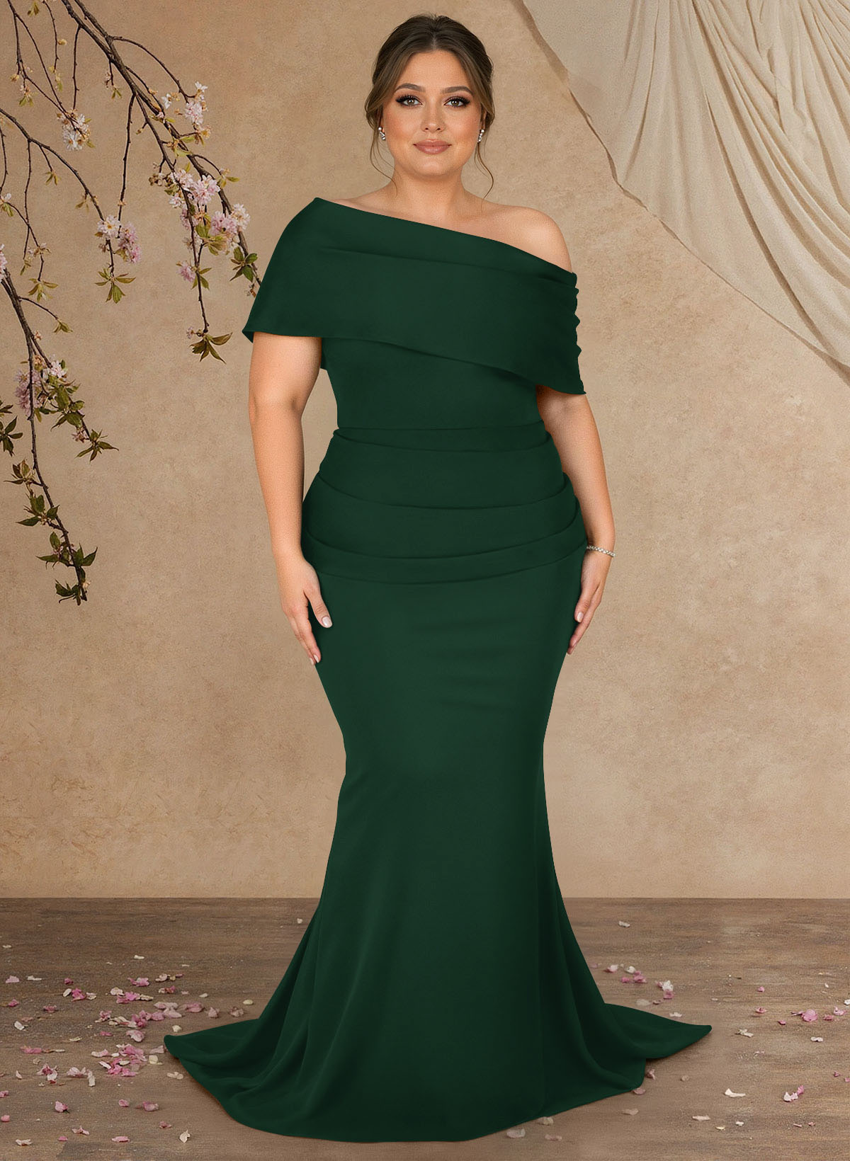 Trumpet/Mermaid Asymmetrical Neck Elastic Satin Mother Of The Bride Dresses