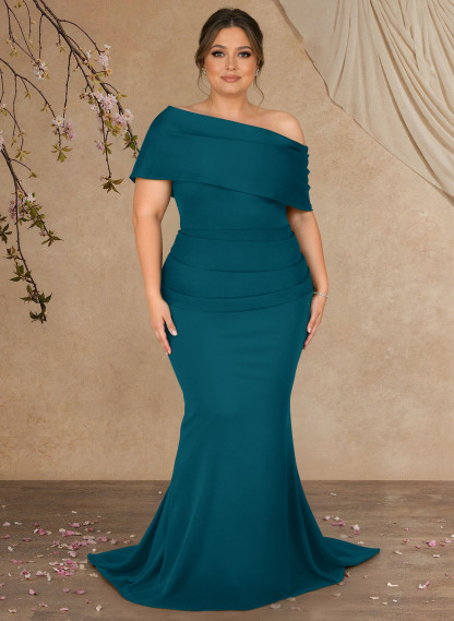 Trumpet/Mermaid Asymmetrical Neck Elastic Satin Mother Of The Bride Dresses