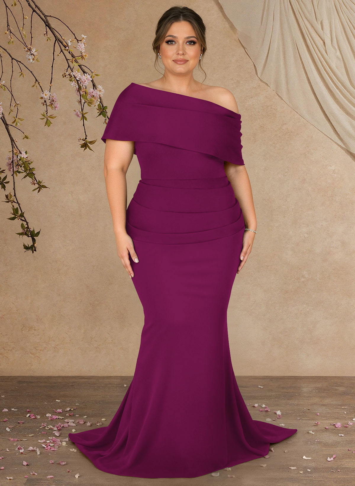 Trumpet/Mermaid Asymmetrical Neck Elastic Satin Mother Of The Bride Dresses
