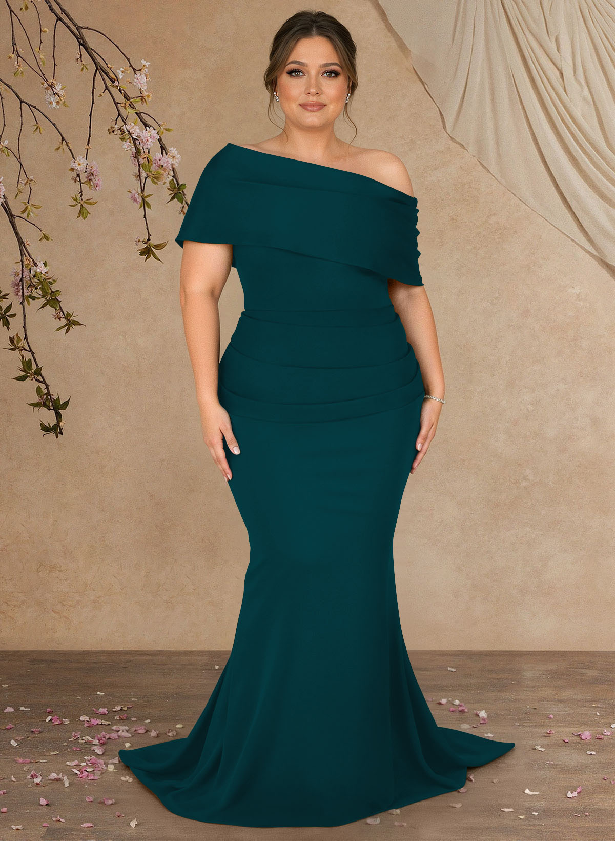 Trumpet/Mermaid Asymmetrical Neck Elastic Satin Mother Of The Bride Dresses