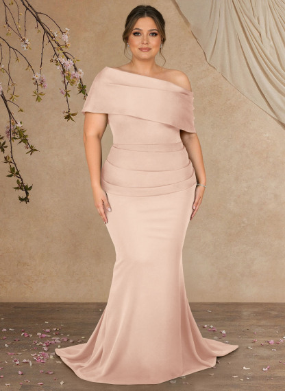 Trumpet/Mermaid Asymmetrical Neck Elastic Satin Mother Of The Bride Dresses