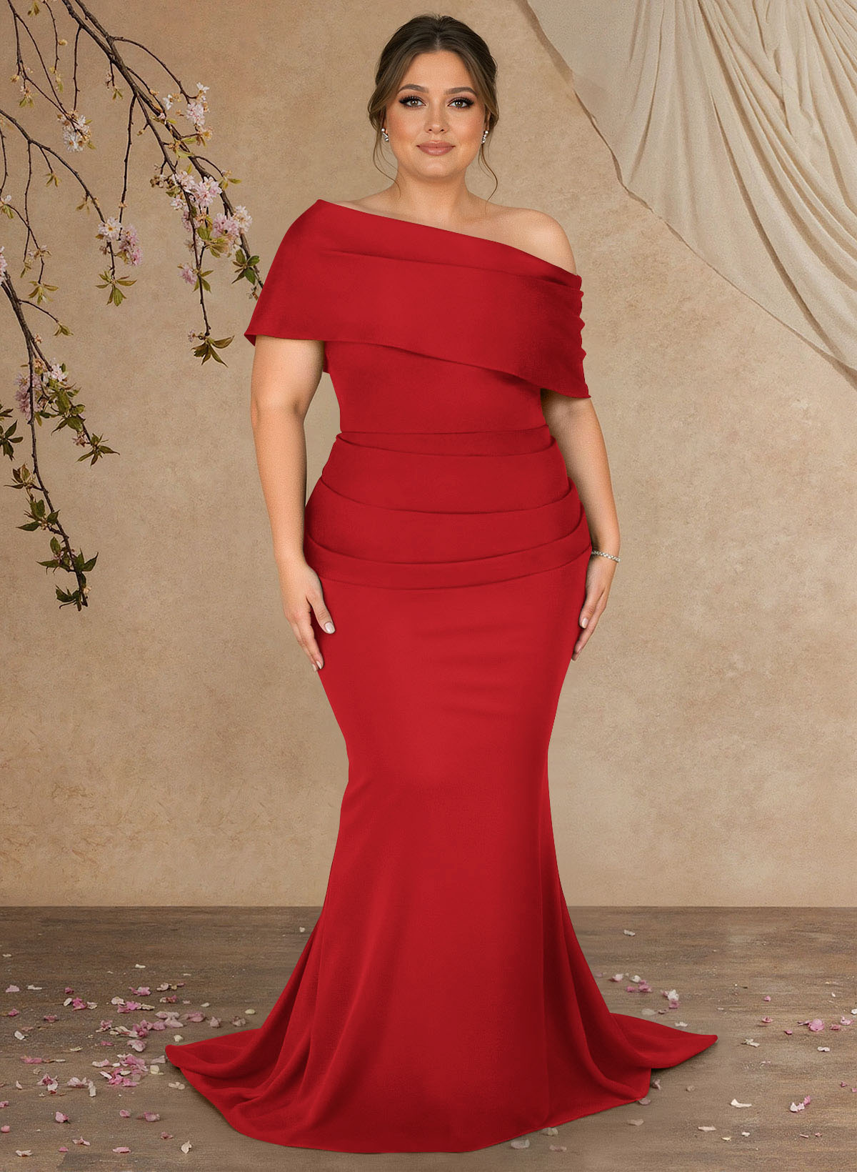 Trumpet/Mermaid Asymmetrical Neck Elastic Satin Mother Of The Bride Dresses