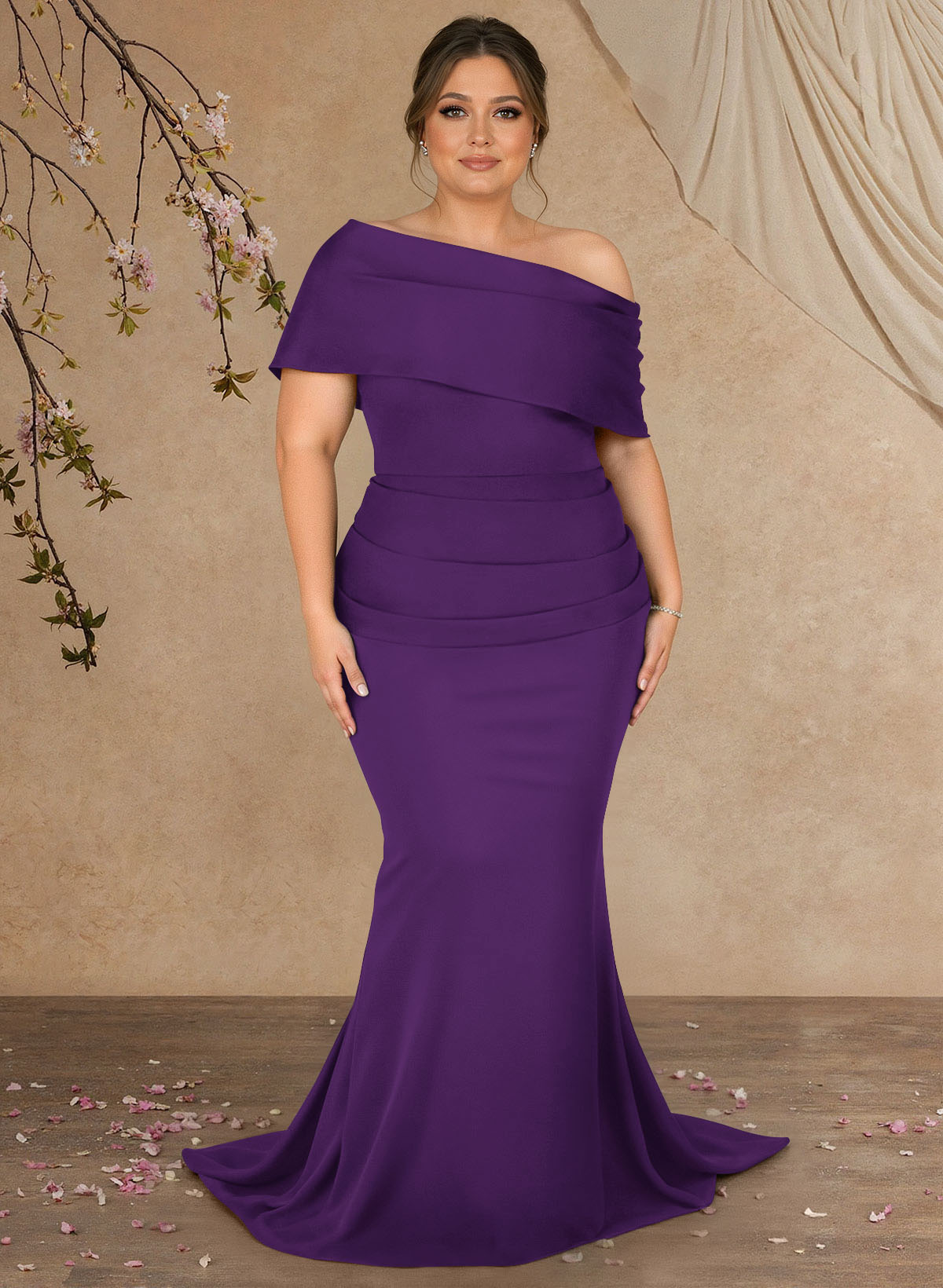 Trumpet/Mermaid Asymmetrical Neck Elastic Satin Mother Of The Bride Dresses