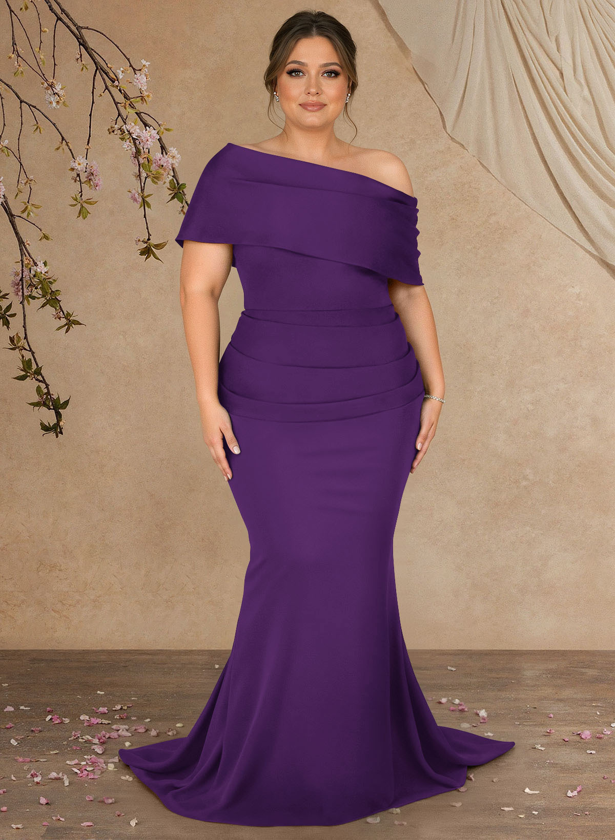 Trumpet/Mermaid Asymmetrical Neck Elastic Satin Mother Of The Bride Dresses