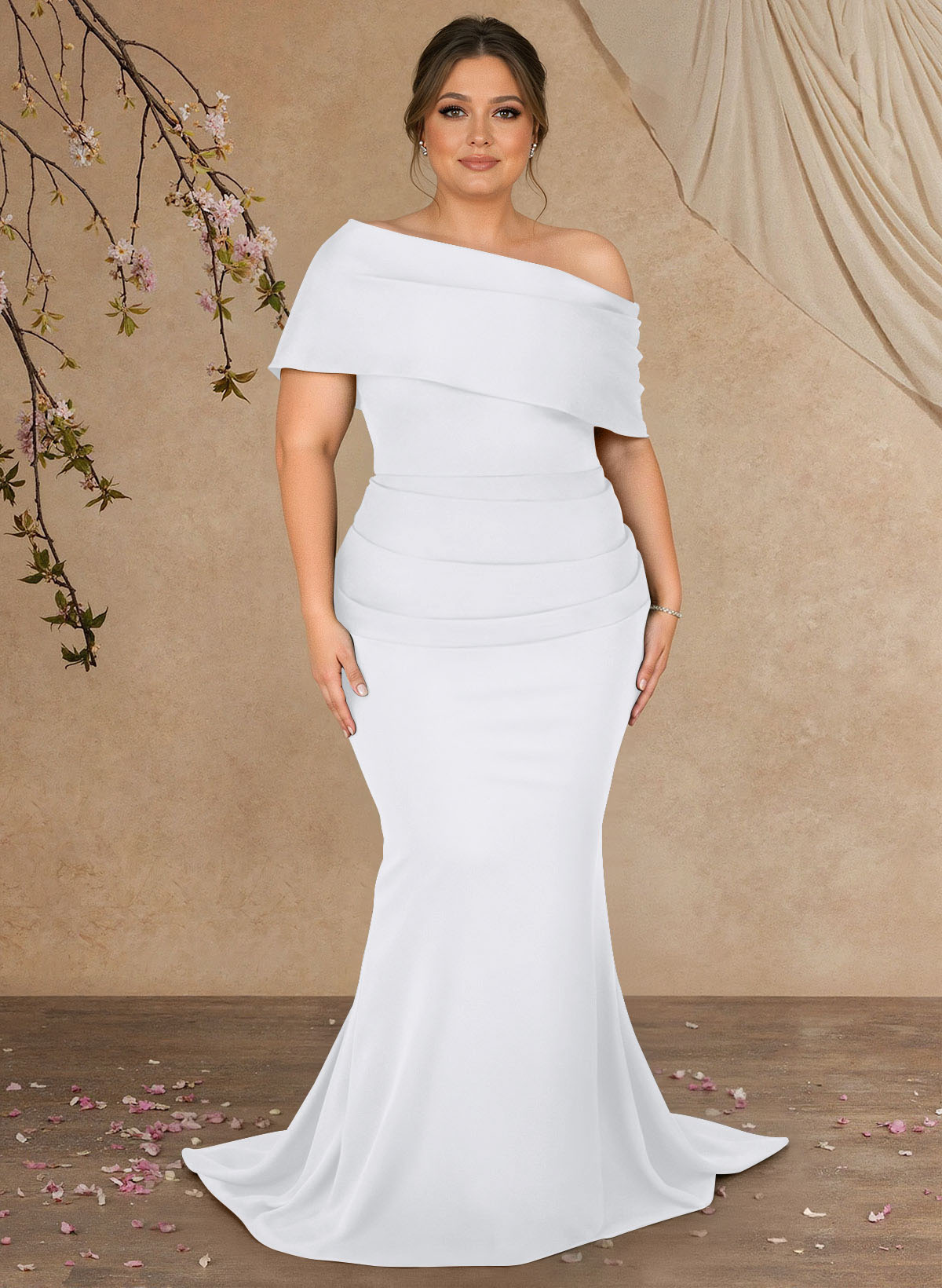 Trumpet/Mermaid Asymmetrical Neck Elastic Satin Mother Of The Bride Dresses