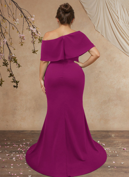 Trumpet/Mermaid Asymmetrical Neck Elastic Satin Mother Of The Bride Dresses
