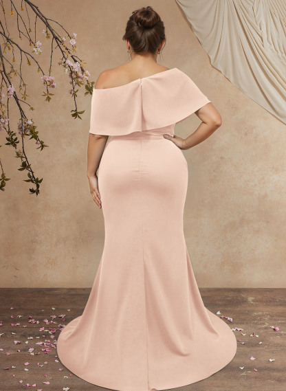 Trumpet/Mermaid Asymmetrical Neck Elastic Satin Mother Of The Bride Dresses