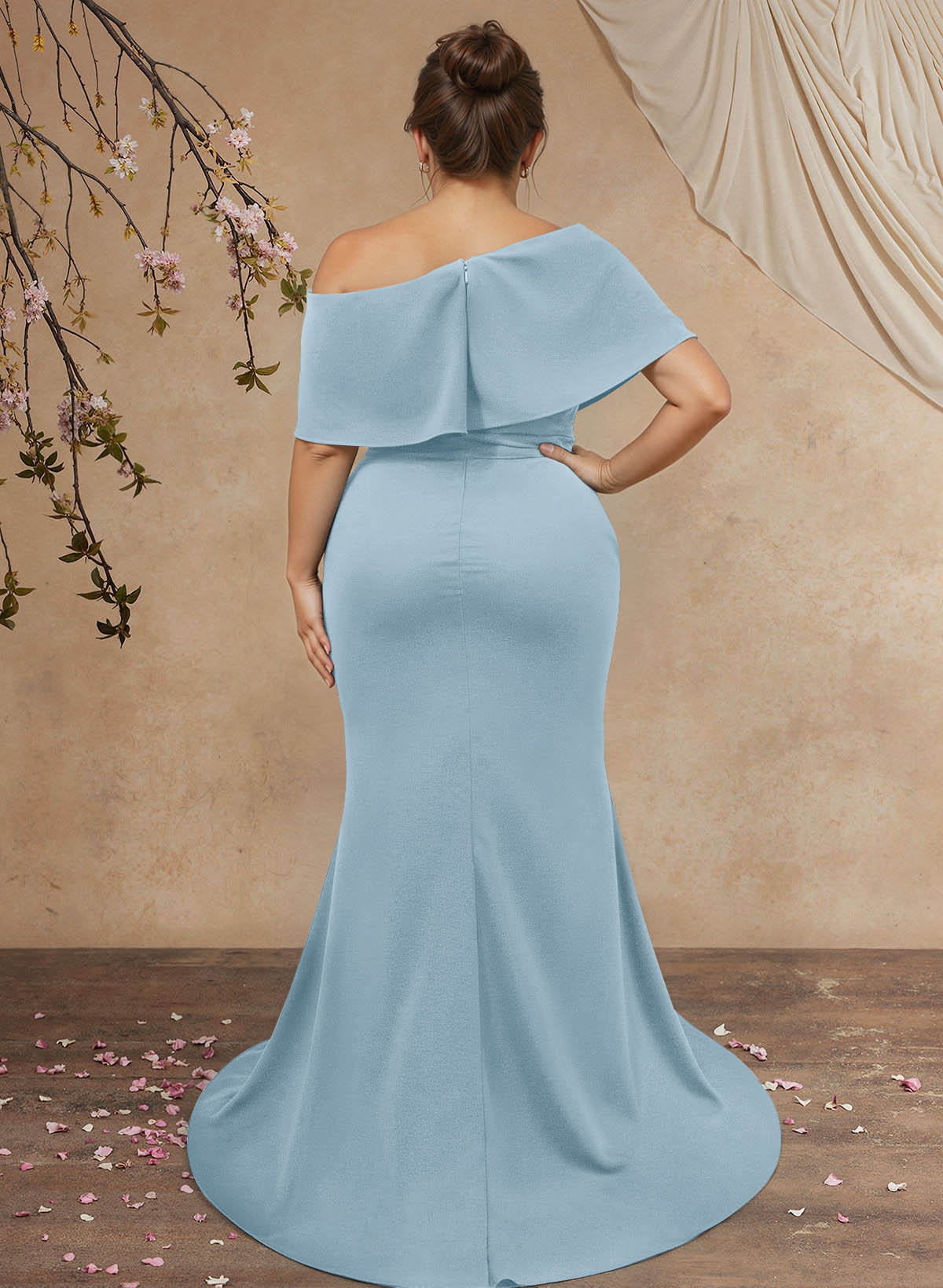 Trumpet/Mermaid Asymmetrical Neck Elastic Satin Mother Of The Bride Dresses