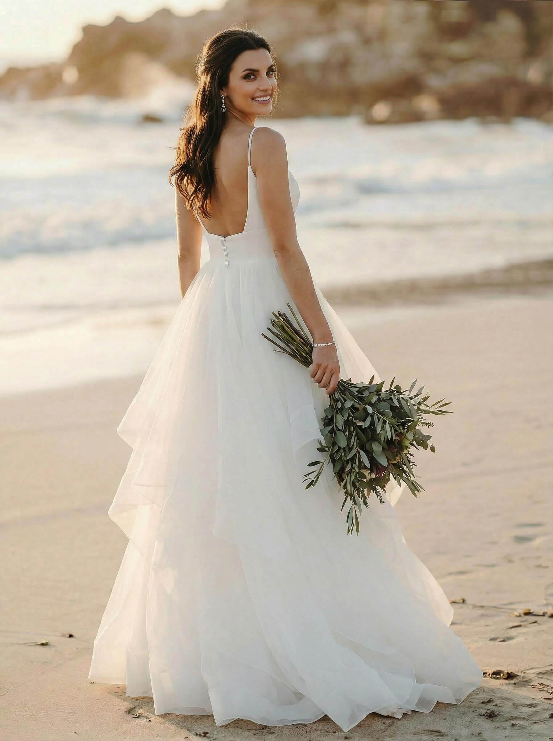 Classic Ball Gown Wedding Dresses With Tulle Cascading Ruffles, image 4