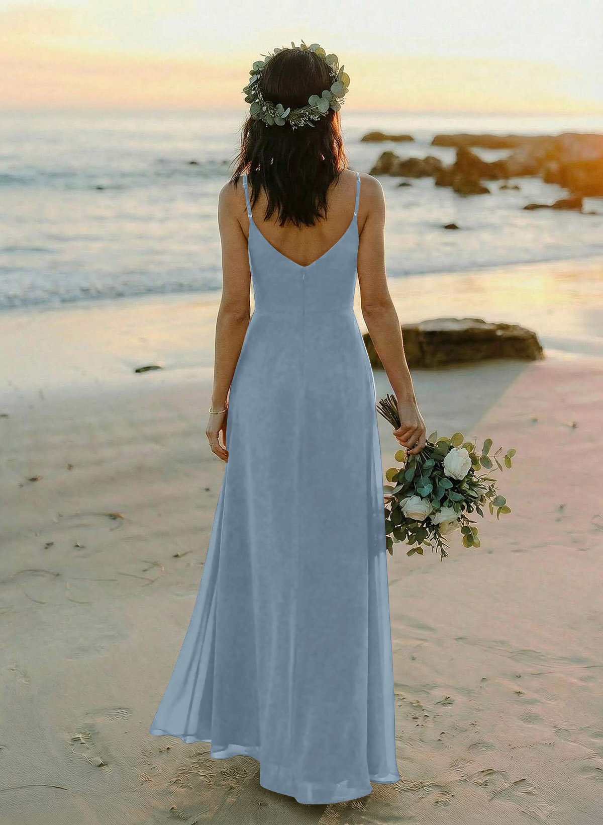 Cowl Neck Sheath/Column Bridesmaid Dresses With Chiffon