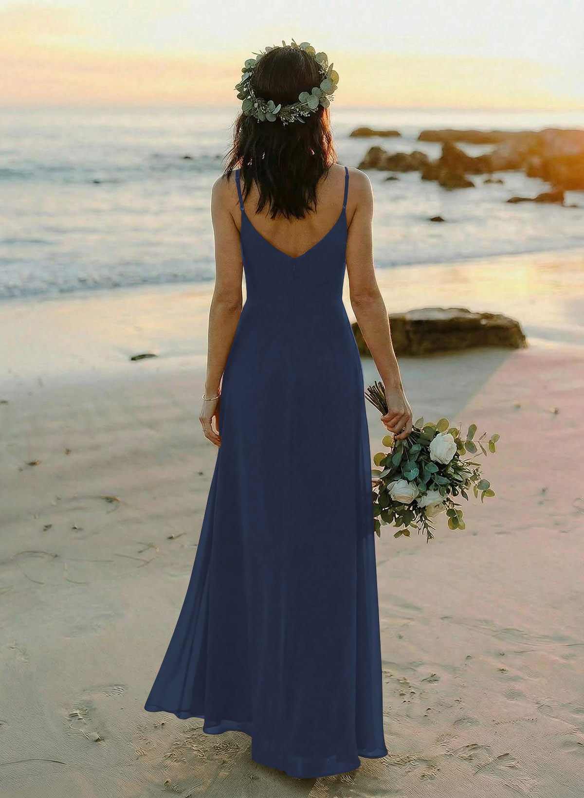Cowl Neck Sheath/Column Bridesmaid Dresses With Chiffon