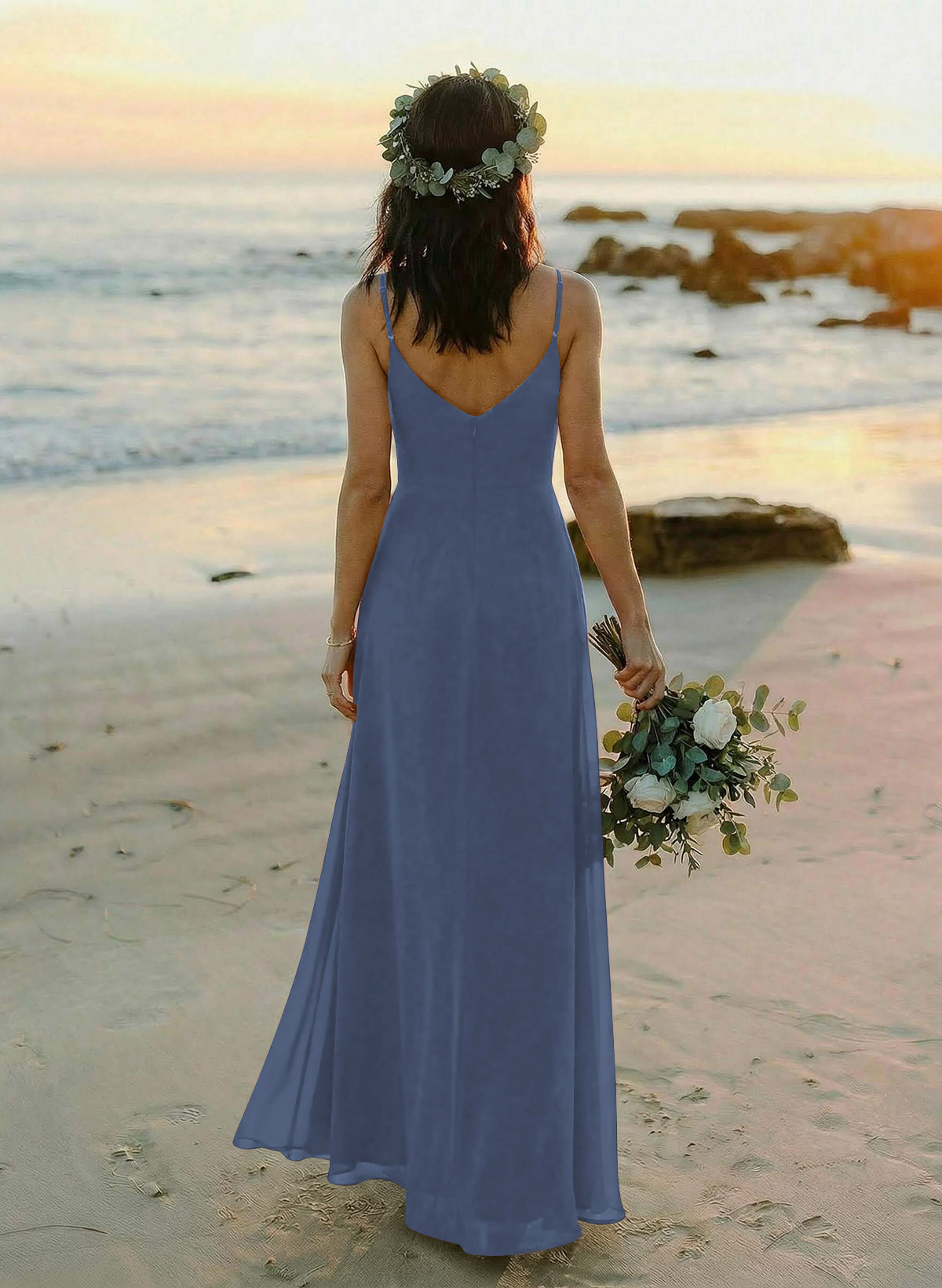 Cowl Neck Sheath/Column Bridesmaid Dresses With Chiffon