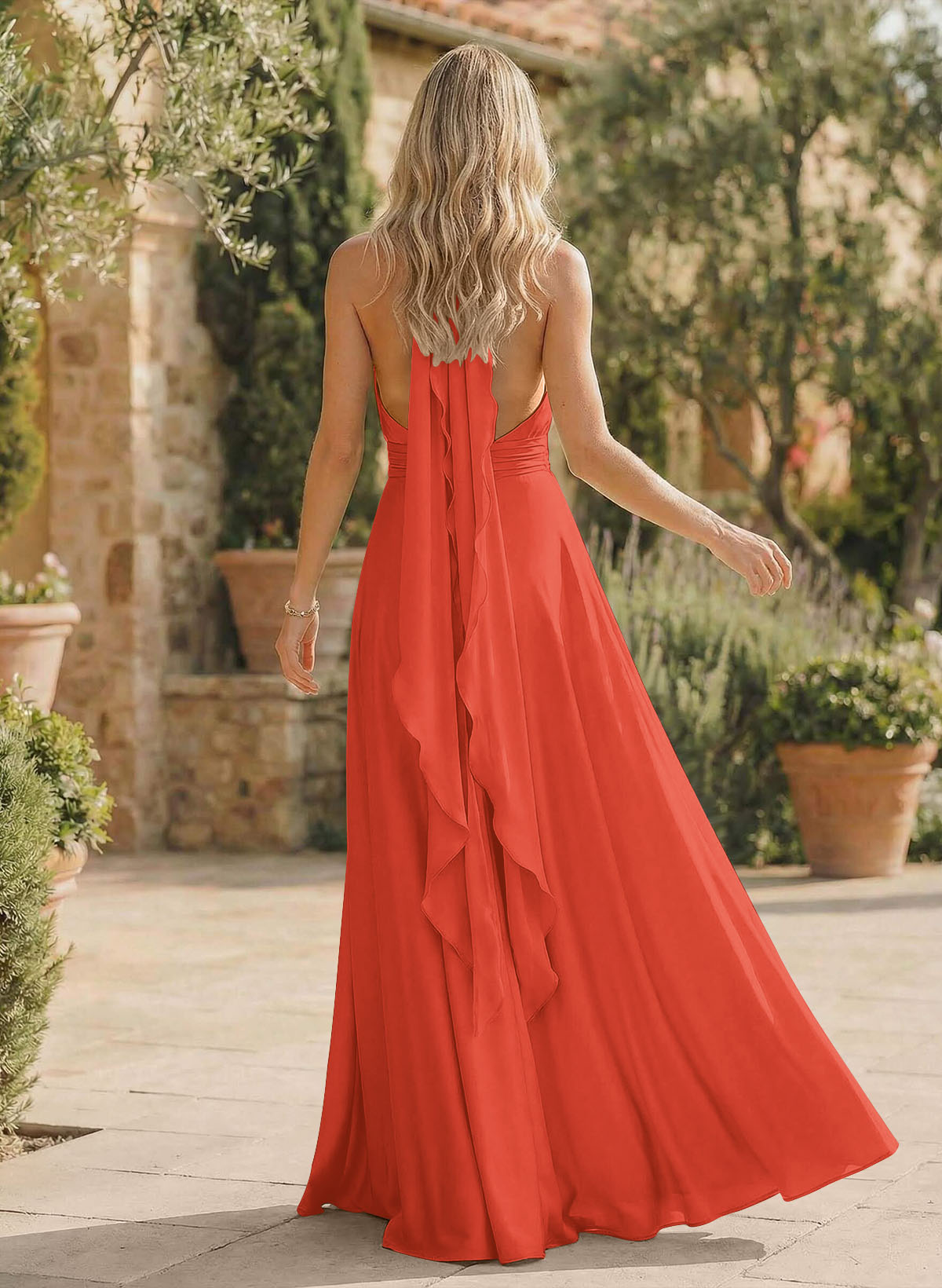 A-Line Halter Sleeveless Floor-Length Bridesmaid Dresses With Split Front, product image 152