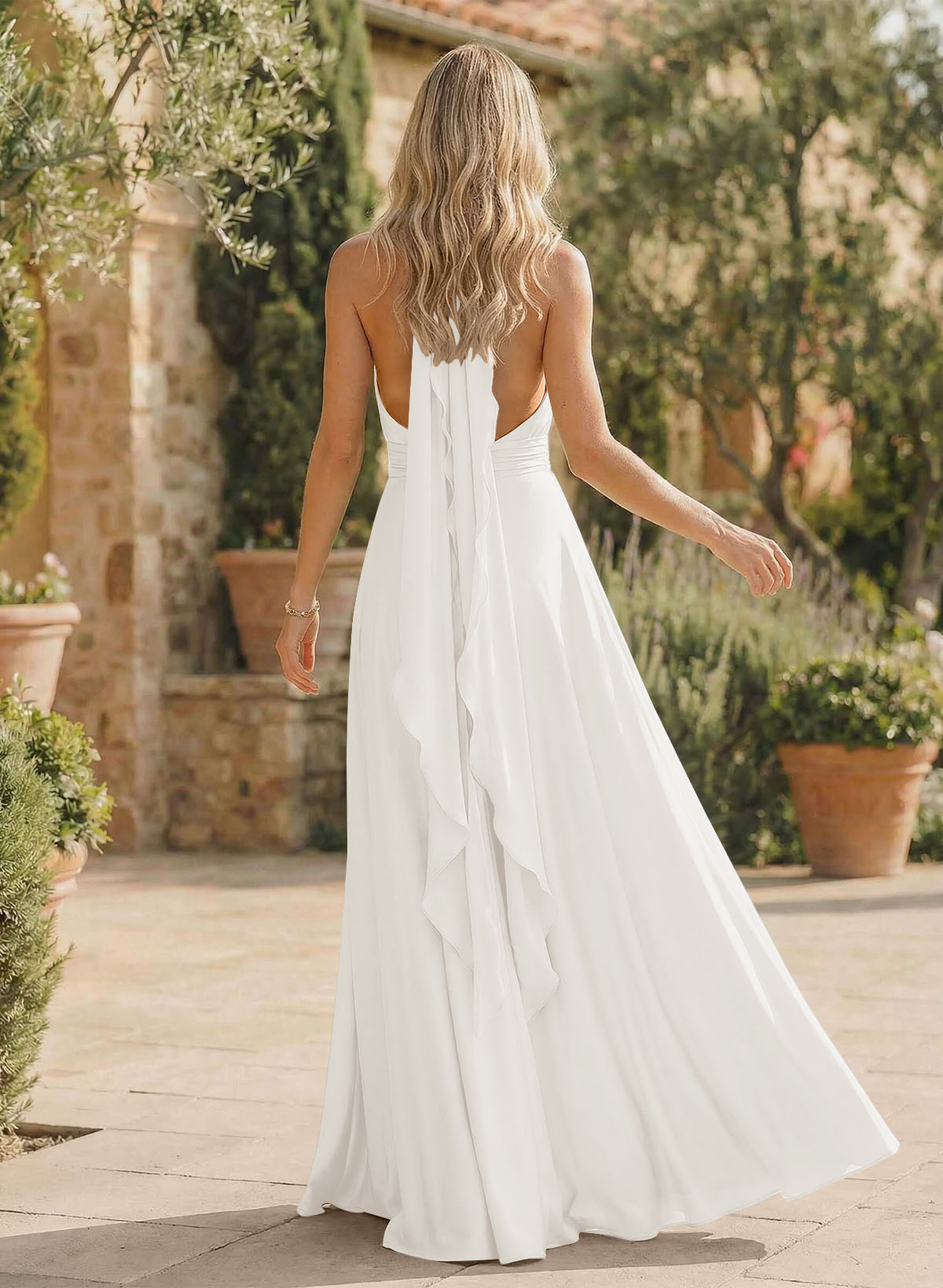 A-Line Halter Sleeveless Floor-Length Bridesmaid Dresses With Split Front, product image 44