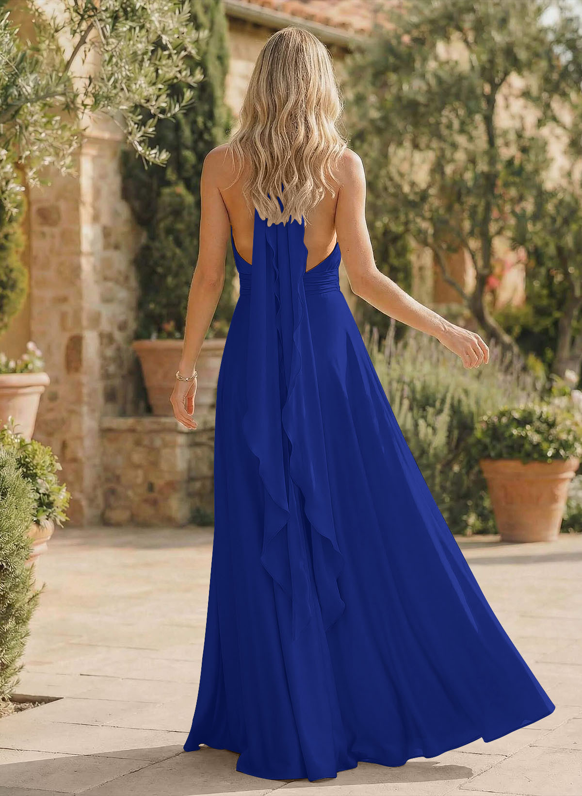 A-Line Halter Sleeveless Floor-Length Bridesmaid Dresses With Split Front, product image 68