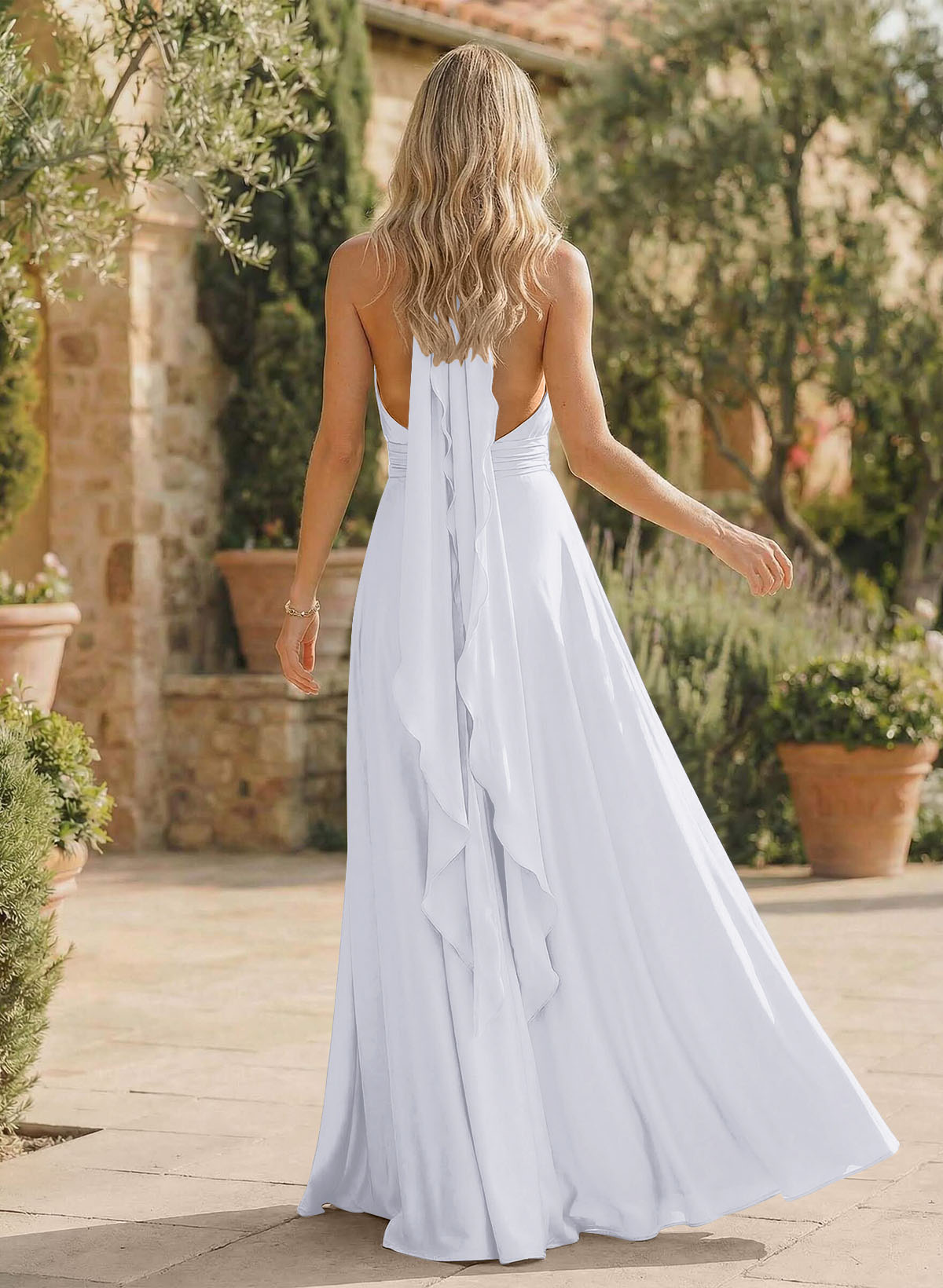 A-Line Halter Sleeveless Floor-Length Bridesmaid Dresses With Split Front, product image 76