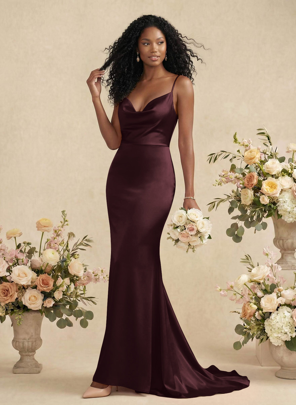 Cowl Neck Trumpet/Mermaid Back Hole Bridesmaid Dresses, image 11