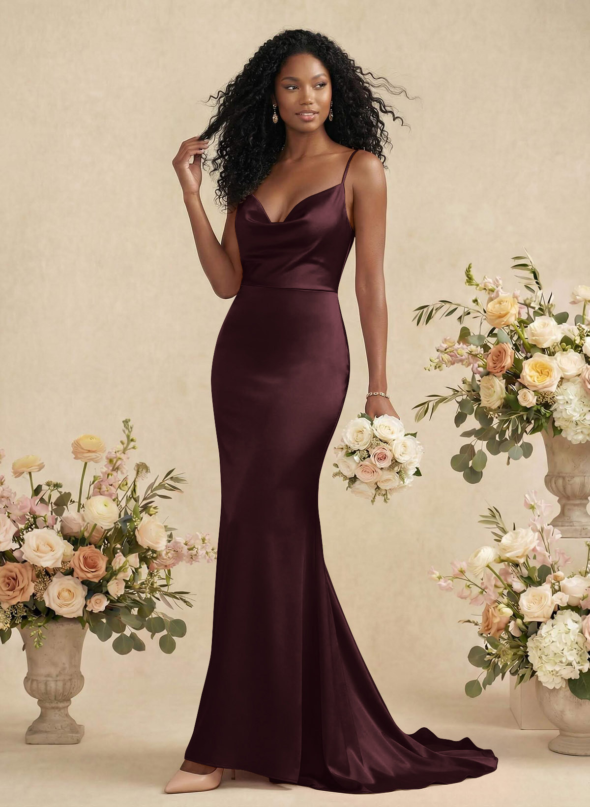 Cowl Neck Trumpet/Mermaid Back Hole Bridesmaid Dresses, image 11