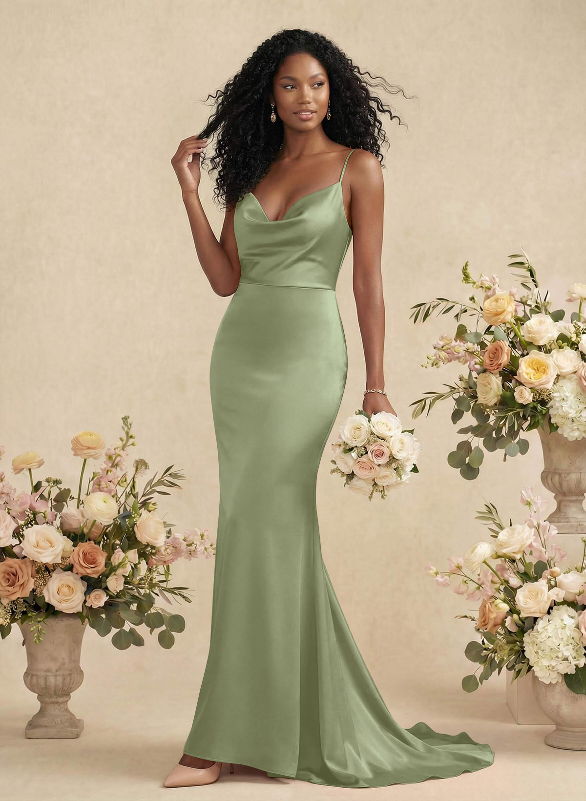 Cowl Neck Trumpet/Mermaid Back Hole Bridesmaid Dresses, image 13