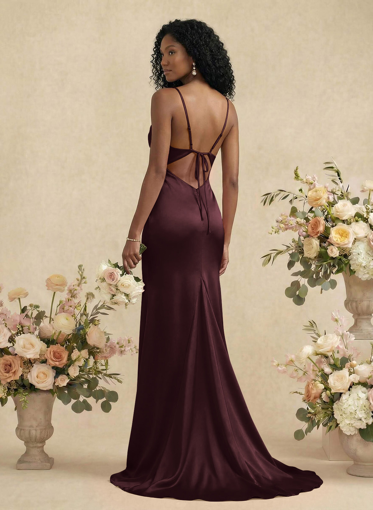 Cowl Neck Trumpet/Mermaid Back Hole Bridesmaid Dresses, image 12
