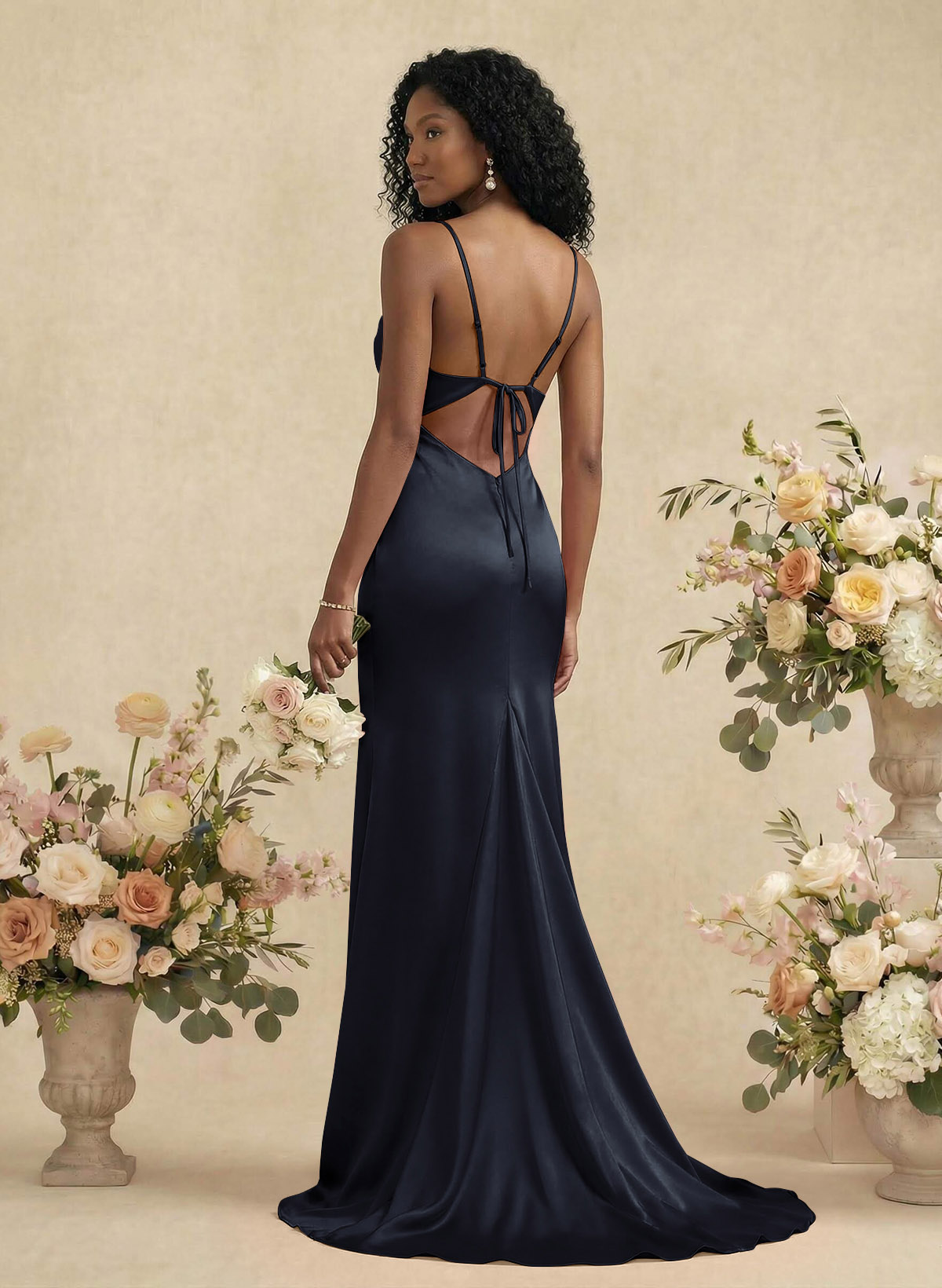 Cowl Neck Trumpet/Mermaid Back Hole Bridesmaid Dresses, image 6