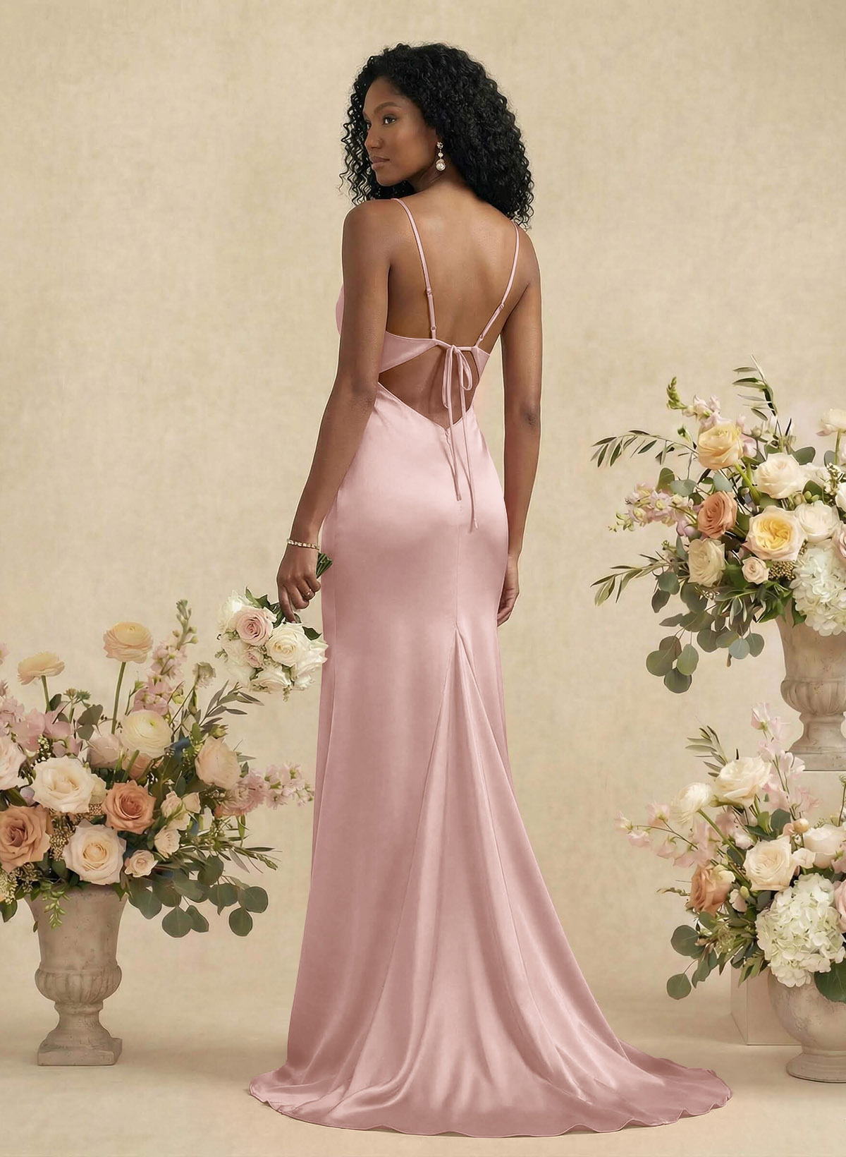 Cowl Neck Trumpet/Mermaid Back Hole Bridesmaid Dresses, image 4