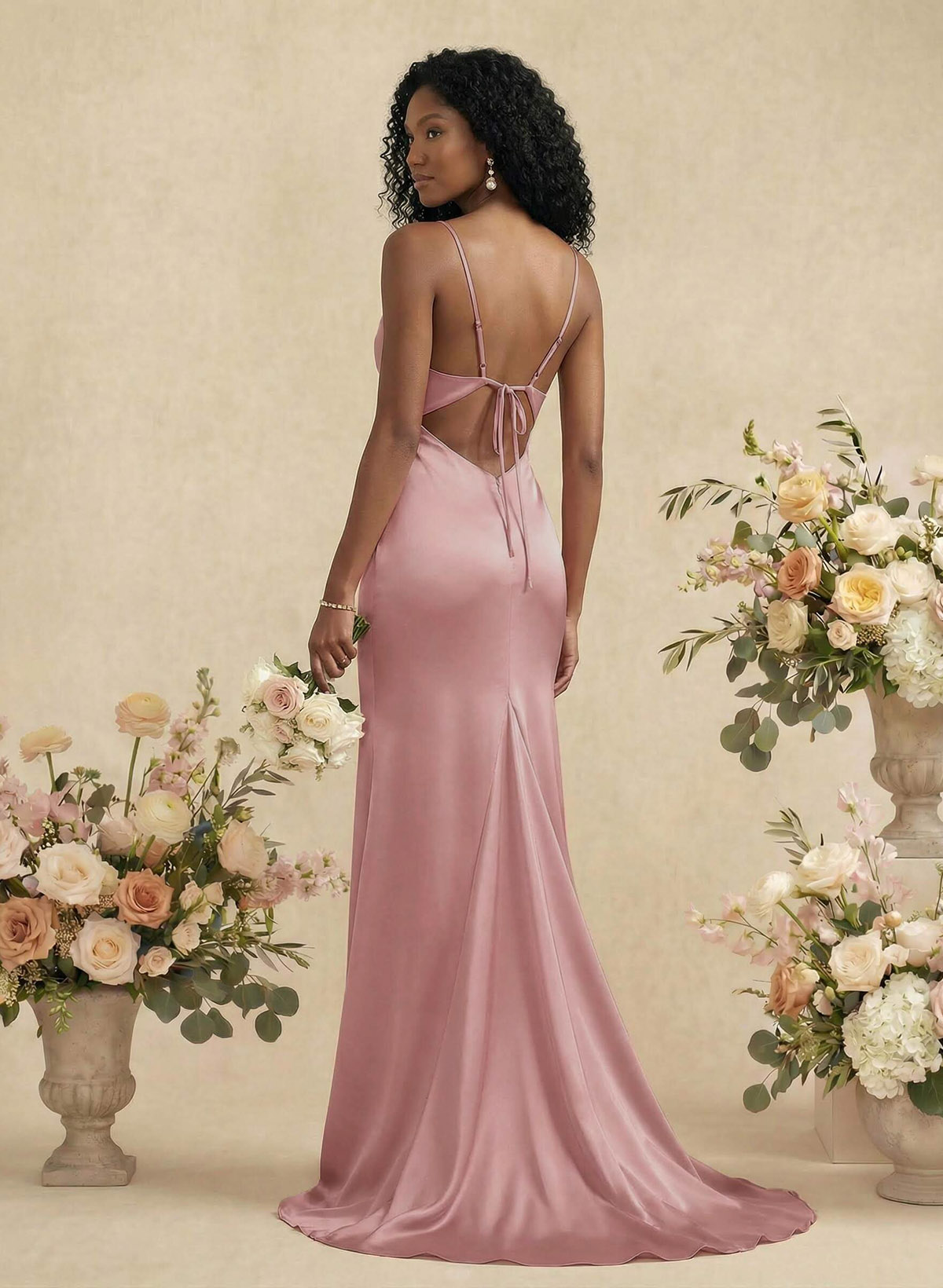 Cowl Neck Trumpet/Mermaid Back Hole Bridesmaid Dresses, image 2