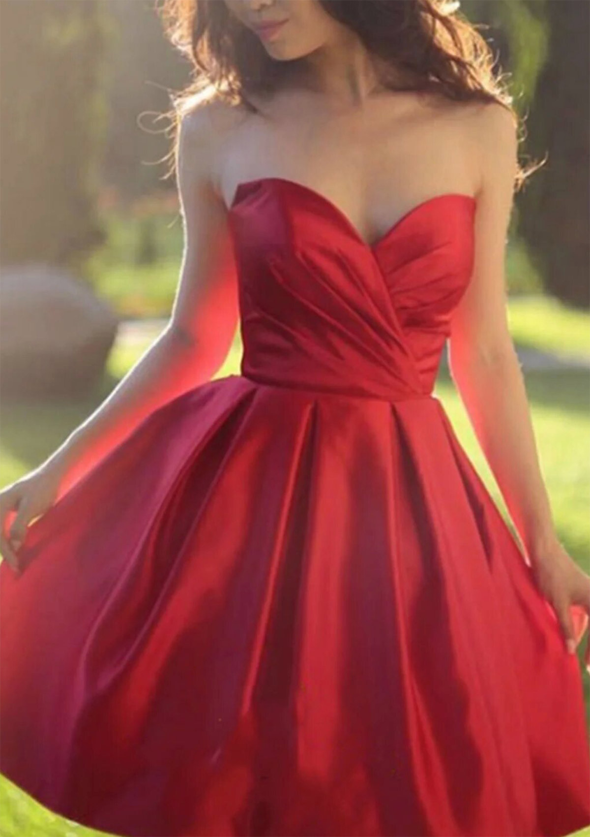 A-line Sweetheart Sleeveless Short/Mini Satin Prom Dress
