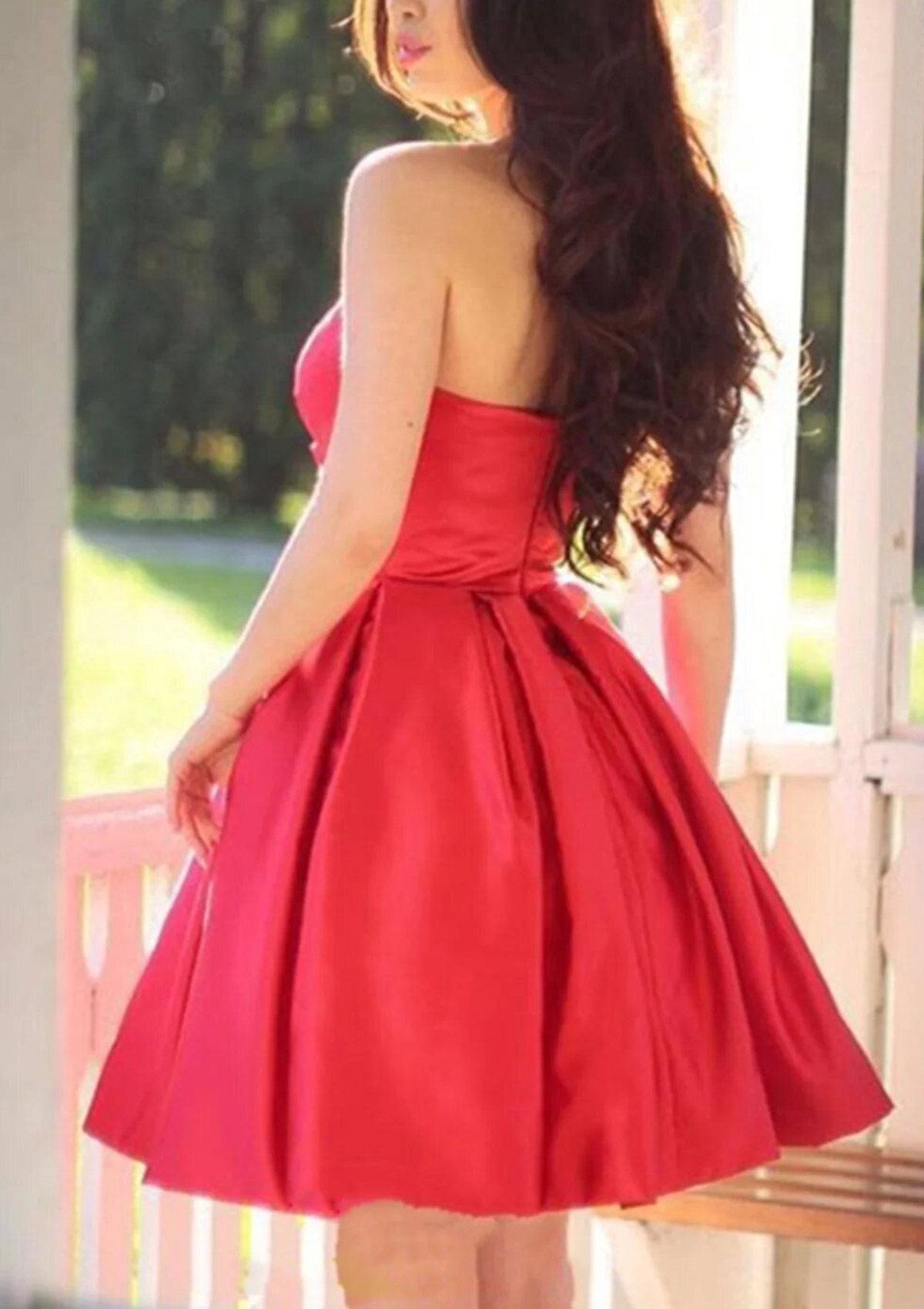 A-line Sweetheart Sleeveless Short/Mini Satin Prom Dress