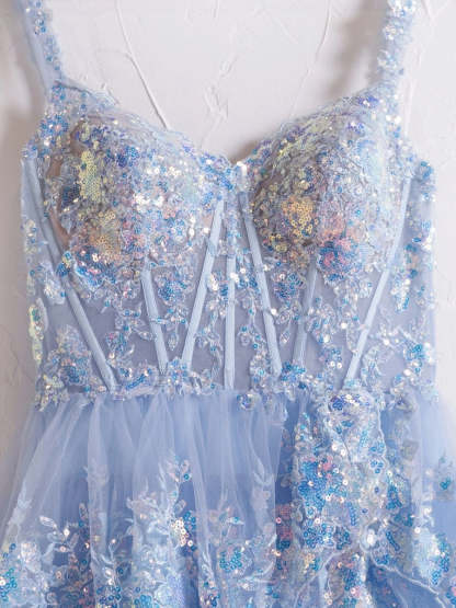 Princess A Line Off the Shoulder Corset Prom Dresses with Lace Ruffles Evening Dresses