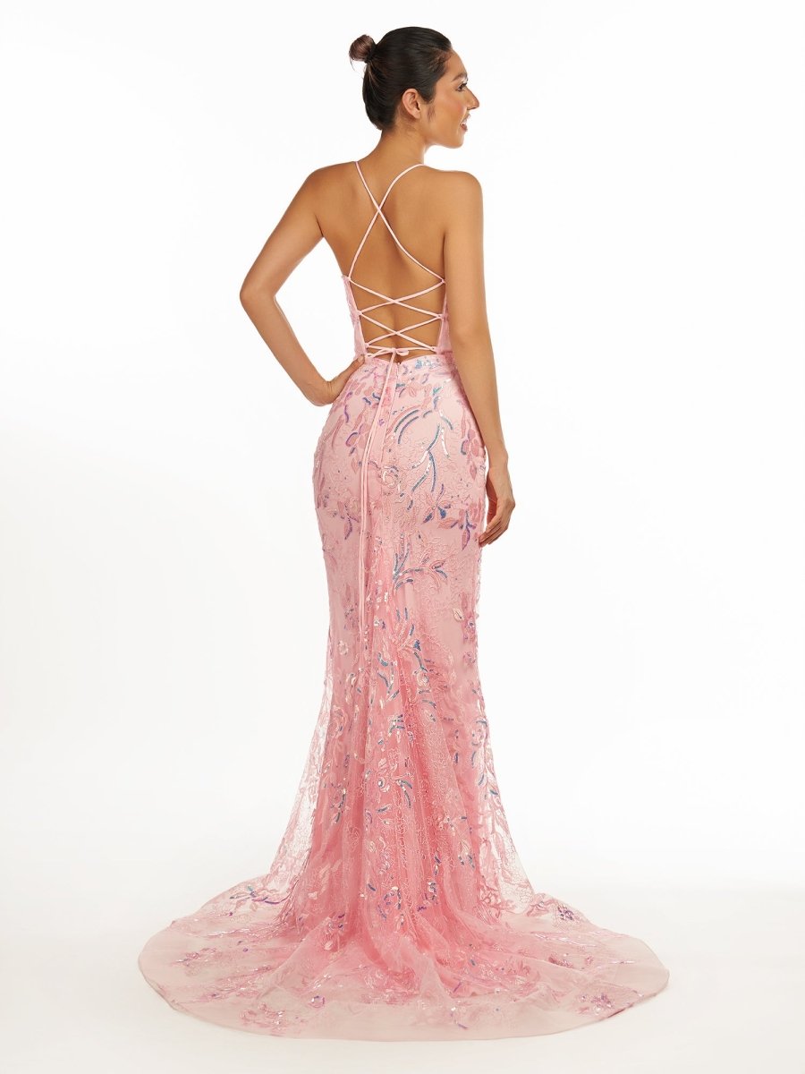 Mermaid Scoop Lace Long Prom Dresses Evening Dresses, product image 12