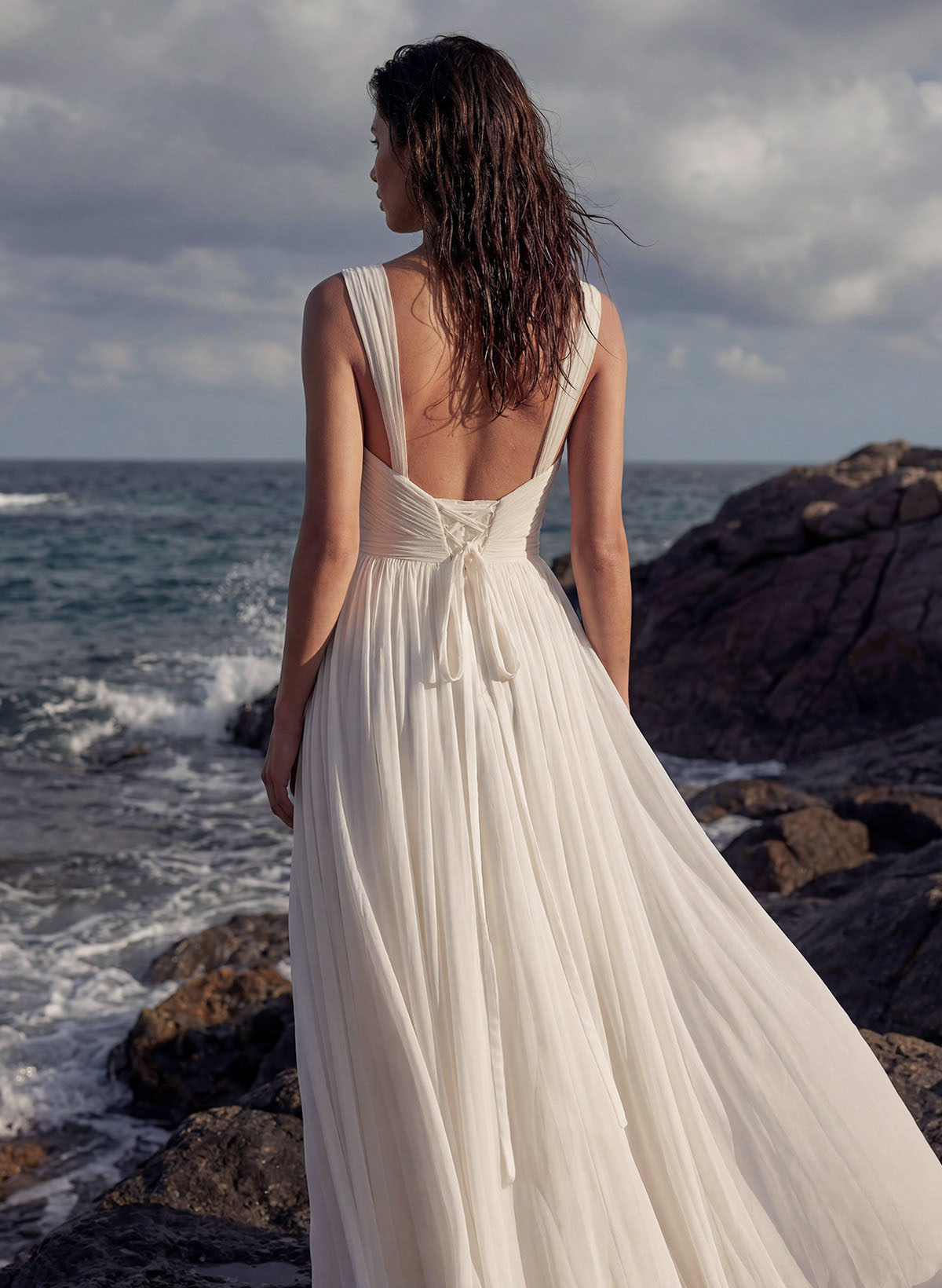 A-Line Chapel Train Chiffon Wedding Dresses With Split Front, image 7