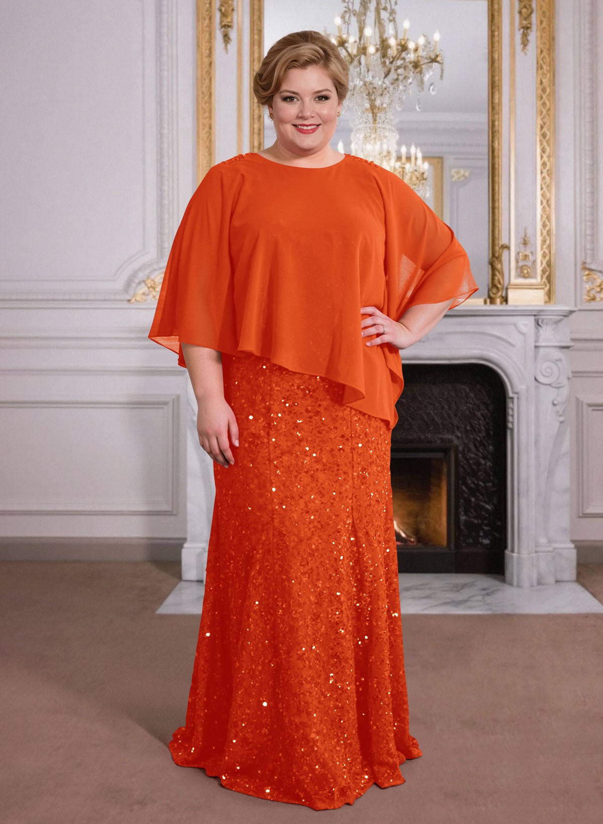 Elegant Floor-Length Chiffon/Sequined Mother Of The Bride Dresses With Beading