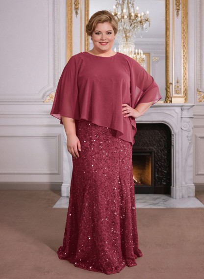 Elegant Floor-Length Chiffon/Sequined Mother Of The Bride Dresses With Beading