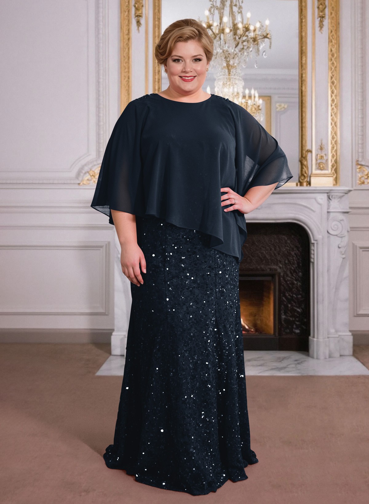 Elegant Floor-Length Chiffon/Sequined Mother Of The Bride Dresses With Beading