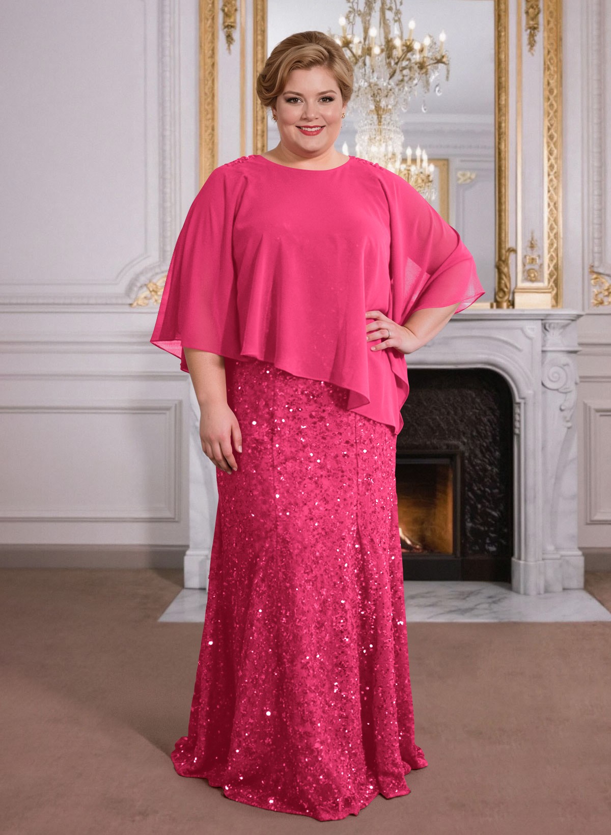 Elegant Floor-Length Chiffon/Sequined Mother Of The Bride Dresses With Beading