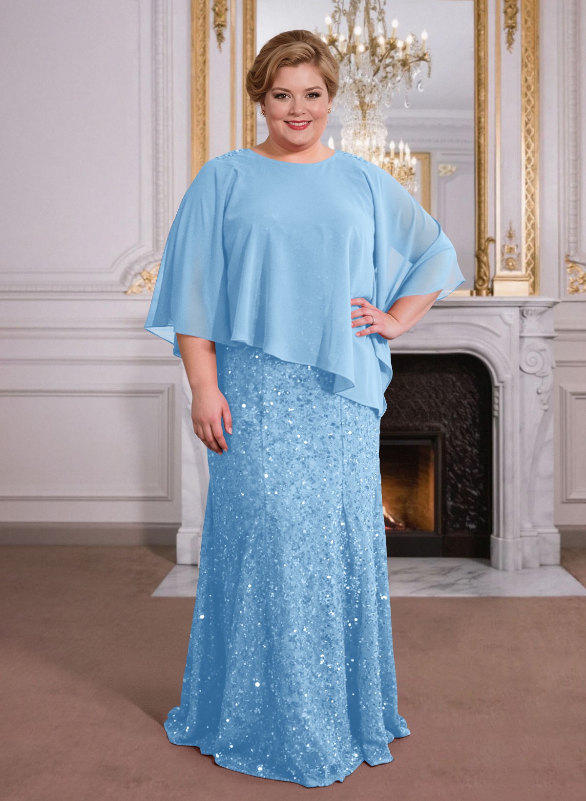 Elegant Floor-Length Chiffon/Sequined Mother Of The Bride Dresses With Beading