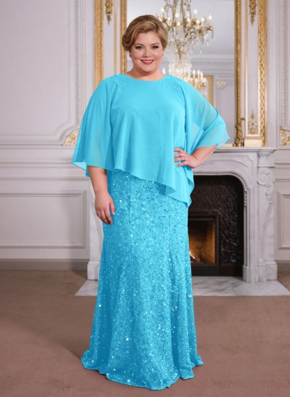 Elegant Floor-Length Chiffon/Sequined Mother Of The Bride Dresses With Beading