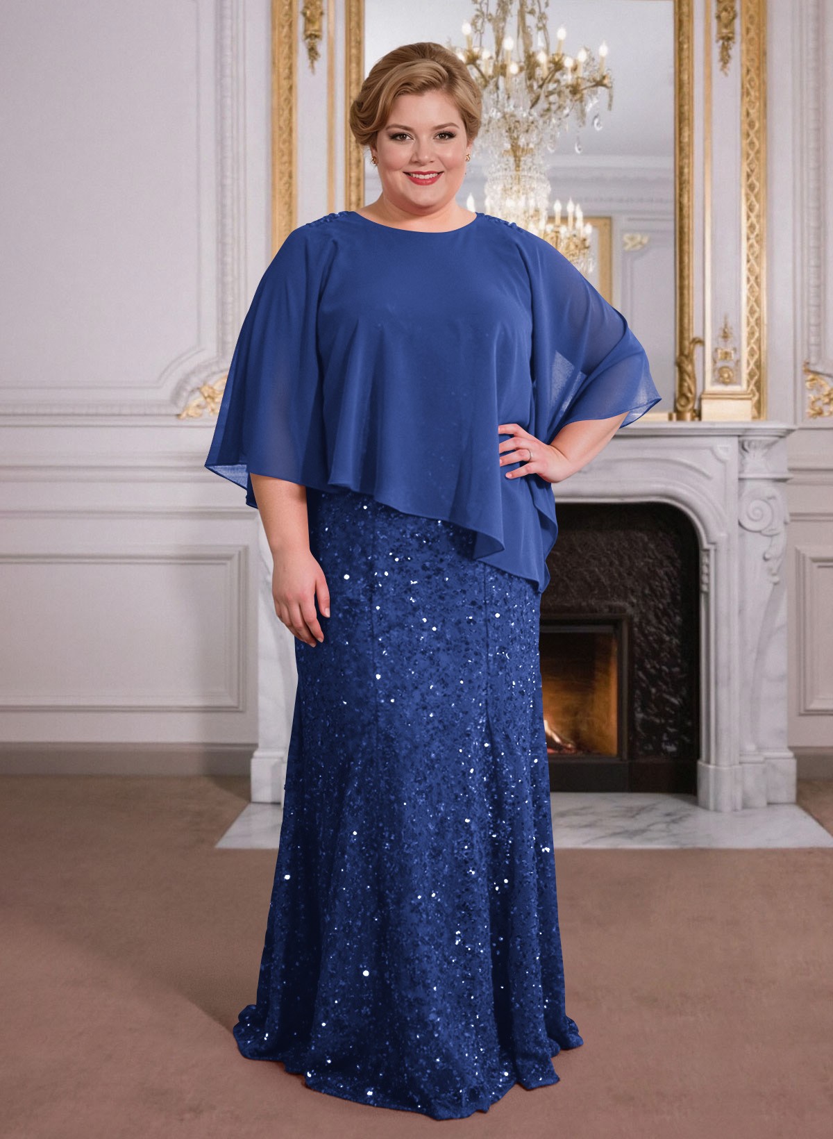 Elegant Floor-Length Chiffon/Sequined Mother Of The Bride Dresses With Beading