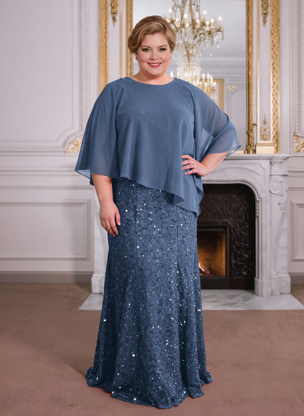 Elegant Floor-Length Chiffon/Sequined Mother Of The Bride Dresses With Beading