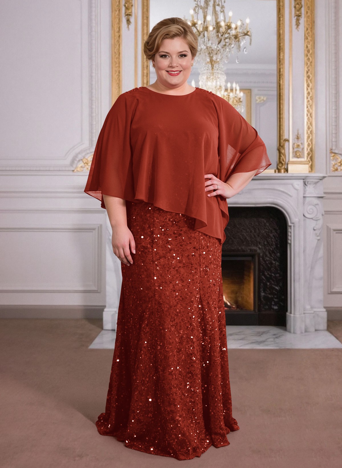 Elegant Floor-Length Chiffon/Sequined Mother Of The Bride Dresses With Beading